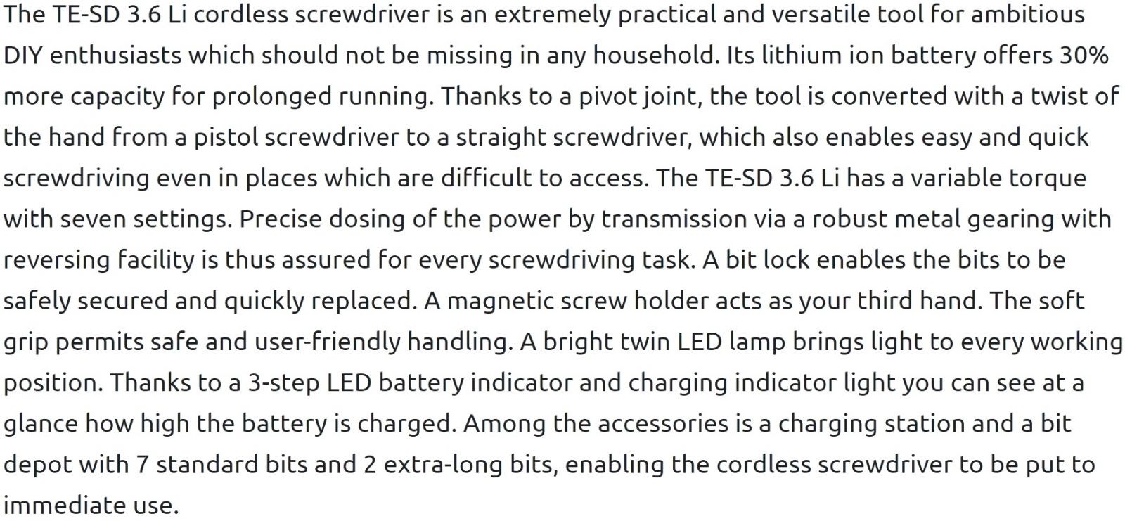 מברגה מקצועית נטענת EINHELL TE-SD 3.6 LI